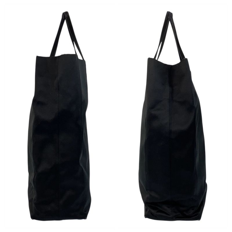 Prada Triangle Logo Plate Black Silver Hardware Satin Tote Bag Women 505390