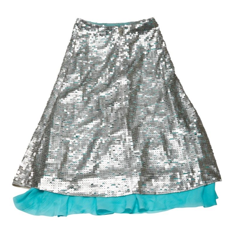 Fendi Sequined Skirt Size: 36 Light Blue Silver Silk Women's Fendi