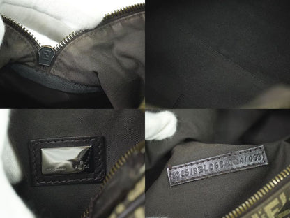 Authentic Fendi Zucchino Mini Boston Bag Handbag Canvas Beige Brown 8bl068