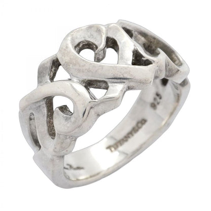 Tiffany & Co Ring Triple Rubbing Heart Silver 925 Size 7 Ladies