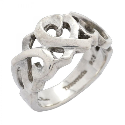 Tiffany & Co Ring Triple Rubbing Heart Silver 925 Size 7 Ladies
