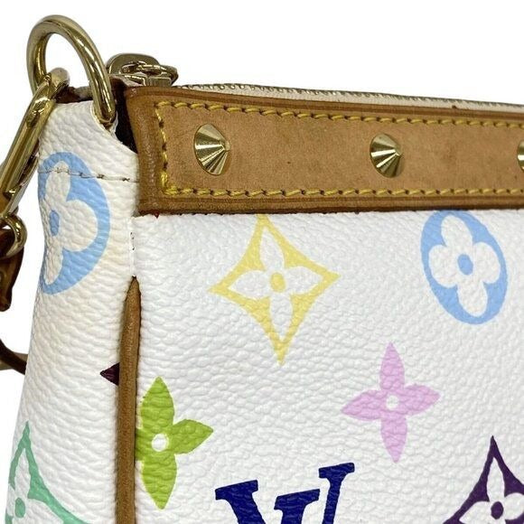 Louis Vuitton Monogram Multicolor Murakami Pochette Pouch Bag Accessories White