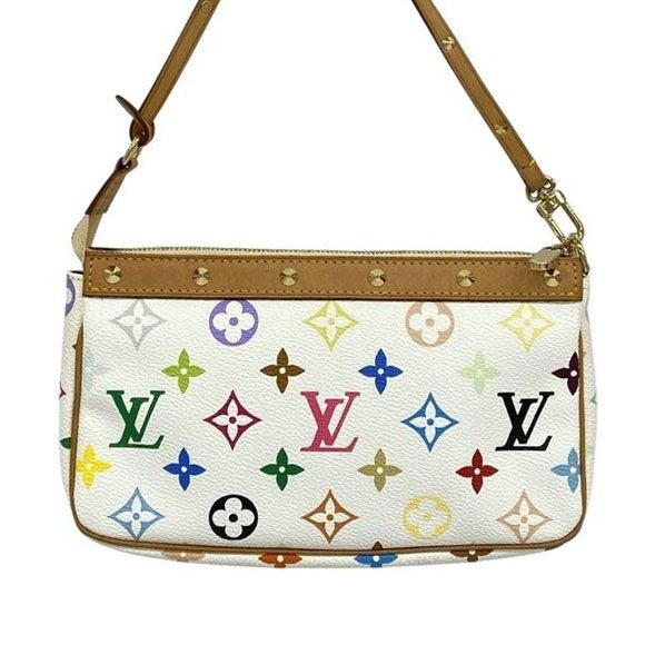 Louis Vuitton Monogram Multicolor Murakami Pochette Pouch Bag Accessories White