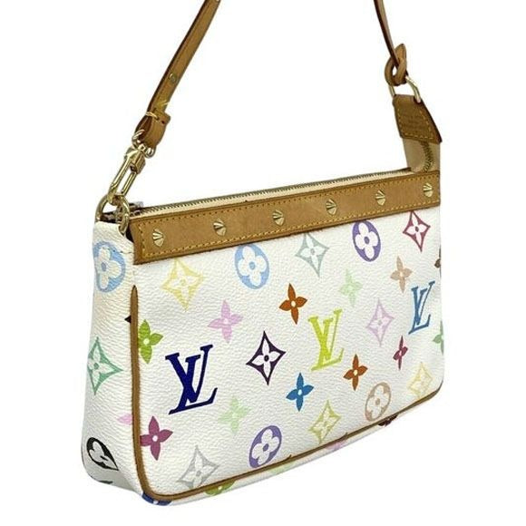 Louis Vuitton Monogram Multicolor Murakami Pochette Pouch Bag Accessories White