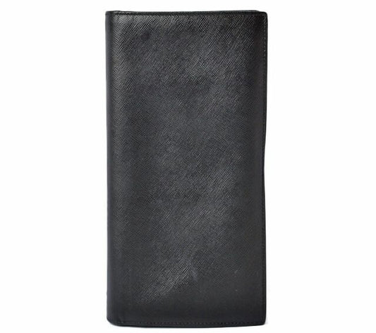 Prada Wallet Men's Prada Long Wallet 1m1302 Saffiano Shape Pressed Leather NERO