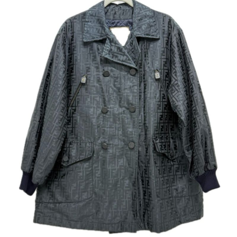 Fendi Nylon Jacket Zucca Pattern Nylon Blue