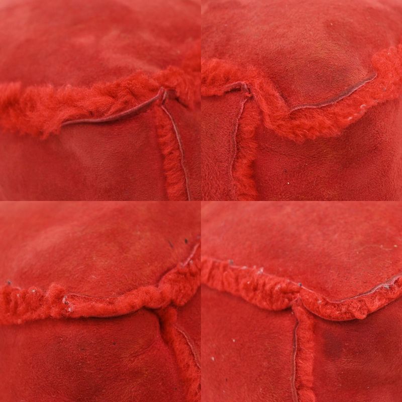 Chanel Handbag Fur Bag Leather Red 86ka838