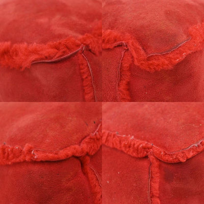 Chanel Handbag Fur Bag Leather Red 86ka838