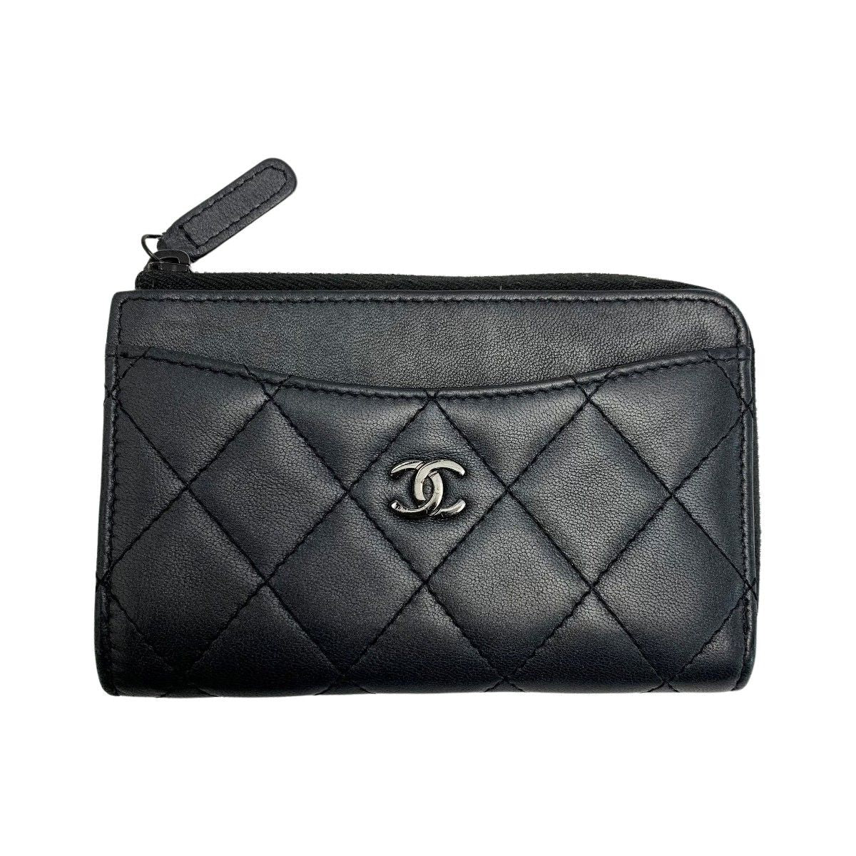 Chanel Matelasse Classic Zip Card Ap3179 Black Case Card Case