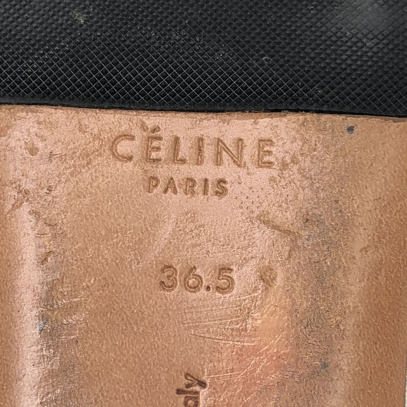 Celine Phoebe Period Leather Flat Mule Sandals White 36.5