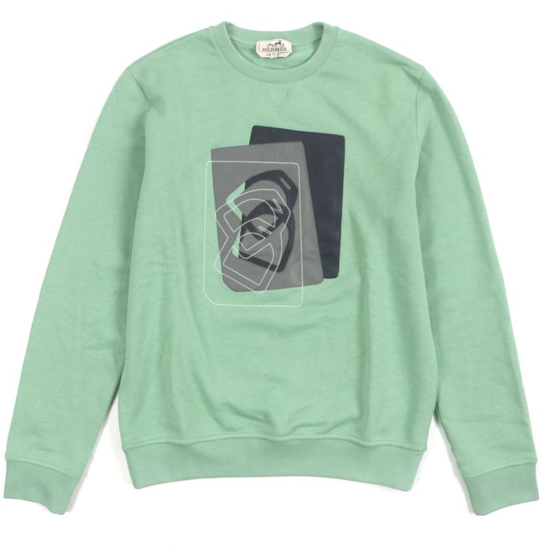 Hermes 23AW Sheepskin Leather Use Ettelier Crew Neck Pullover Lined Sweatshirt