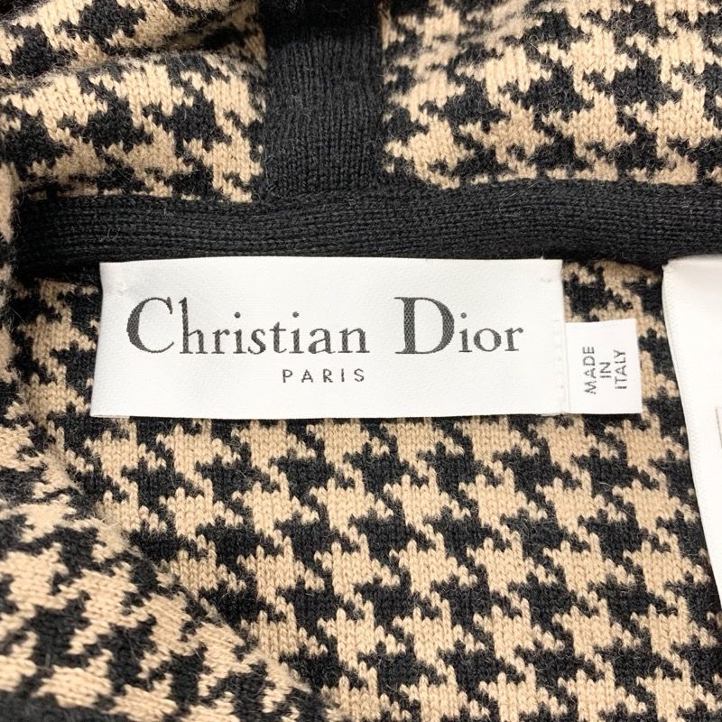 Christian Dior Outerwear Brown Black Knit Poncho Houndstooth
