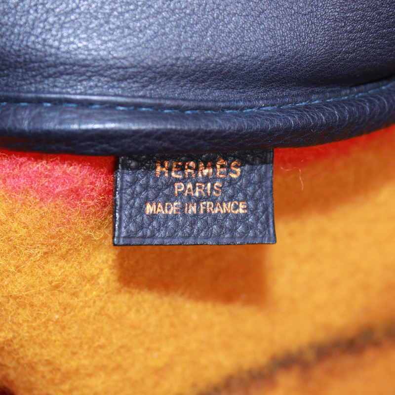 Hermes Lo Cabasall Victoria Leather X Wool Yellow X Orange X Navy Shoulder Bag