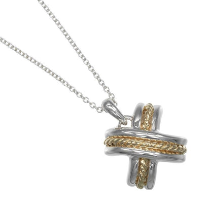 Tiffany & Co Signature Silver 925 X 18K Yellow Gold Ladies 4.4g Necklace