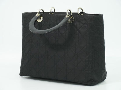 Authentic Christian DIOR Lady Dior Cannage Handbag Nylon Black Lady Dior Bag