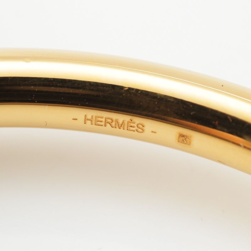 Hermes Loop Grand Vorsoft Leather Aluminum Gold Necklace Glazed Gold
