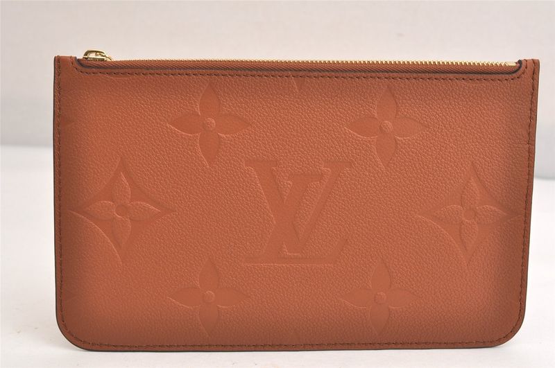 Louis Vuitton Monogram Empreinte Neverfull Pouch Wallet Brown LV 3397n