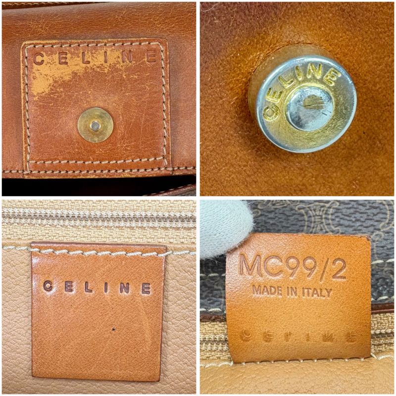 Celine Mini Tote Handbag Macadam Pattern Pvcleather Brown