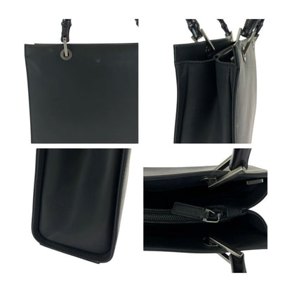 Gucci Bamboo Black Silver Hardware Leather 002 1010 Tote Bag Handbag Women
