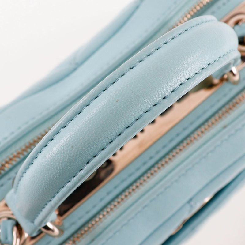 Chanel Trendy Coco Mark Matelasse 2WAY Shoulder Calf Light Blue Women's Handbag