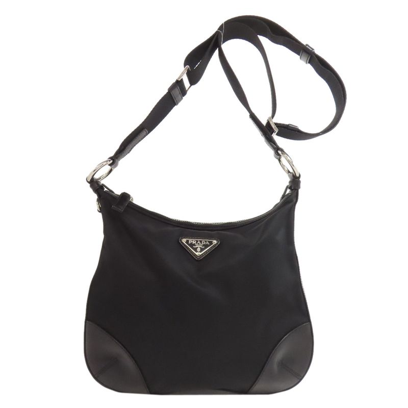 Prada Logo Hardware Shoulder Bag Nylon Women