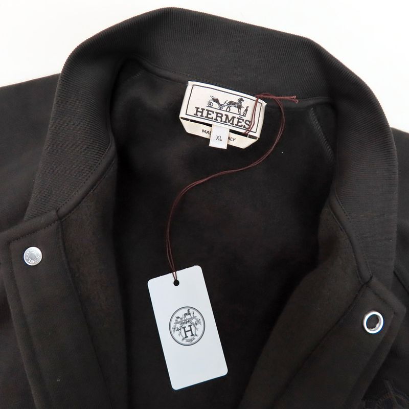 Hermes Cotton Teddy Blouson Jacket H467830ha Serie Button Khaki XL