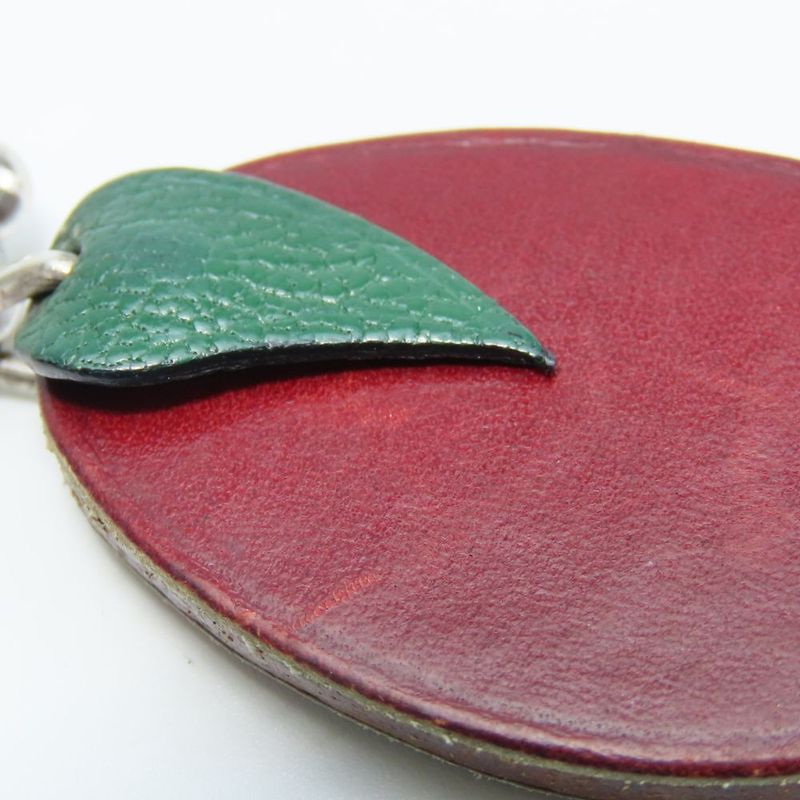 Hermes Bag Charm Leather Silver 925 Purple Green Silver Hardware Fruit Plum