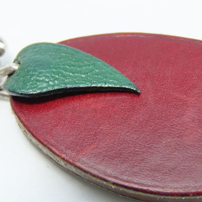 Hermes Bag Charm Leather Silver 925 Purple Green Silver Hardware Fruit Plum