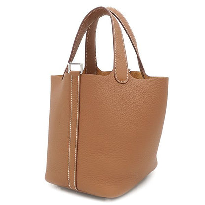 Hermes Handbag Picotin Lock PM Taurillon Clemence Gold Silver Hardware Never