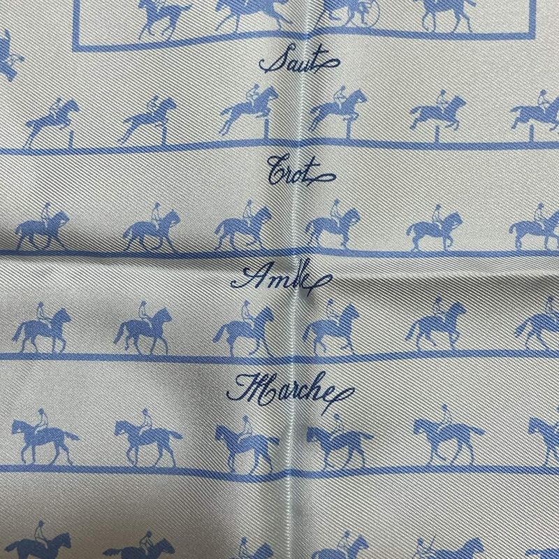 Hermes Scarf Petit Carré Light Blue Riding Horse/saut Galop Canter Rack