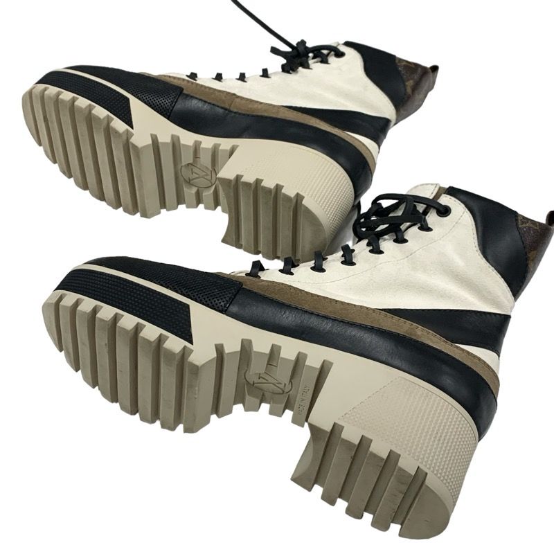 Louis Vuitton Laurie Line Monogram Boots Short Boots Shoes Suede Leather Off