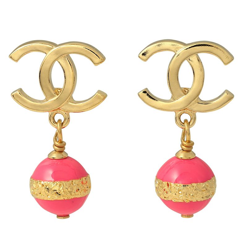 Chanel Earrings Stud Earrings Gold/pink