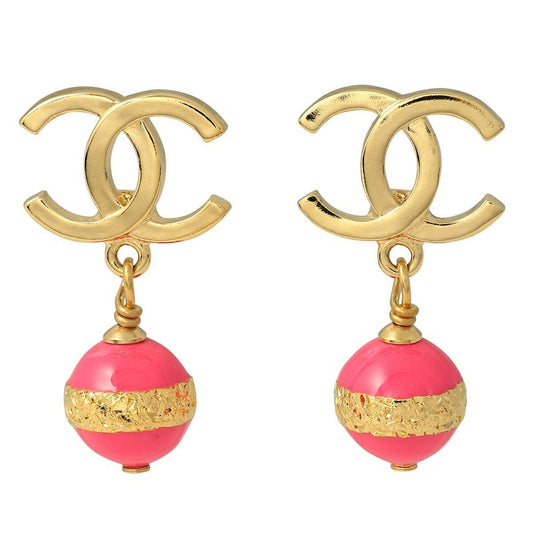 Chanel Earrings Stud Earrings Gold/pink