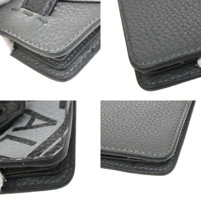 Fendi Clutch Bag Wallet Logo Leather Black Gray 31ka780