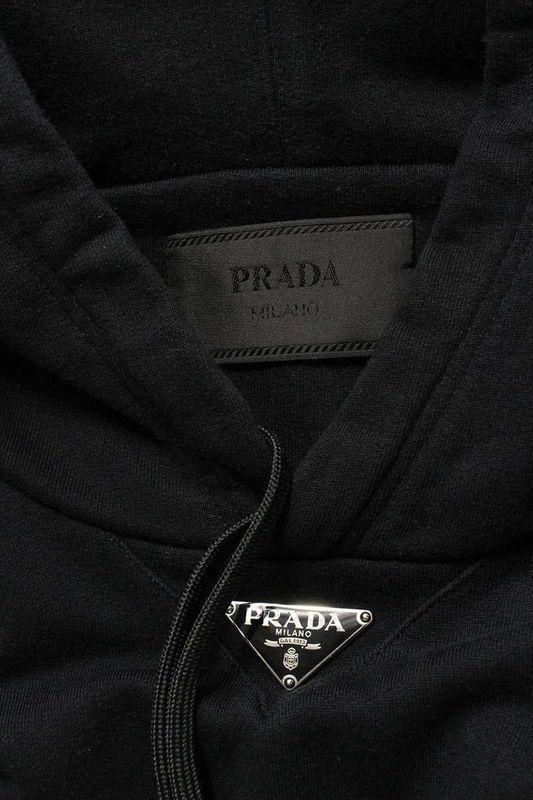 Prada Ujl45b Re-nylon Switched Logo Plate Pullover Hoodie Men's S