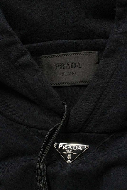 Prada Ujl45b Re-nylon Switched Logo Plate Pullover Hoodie Men's S