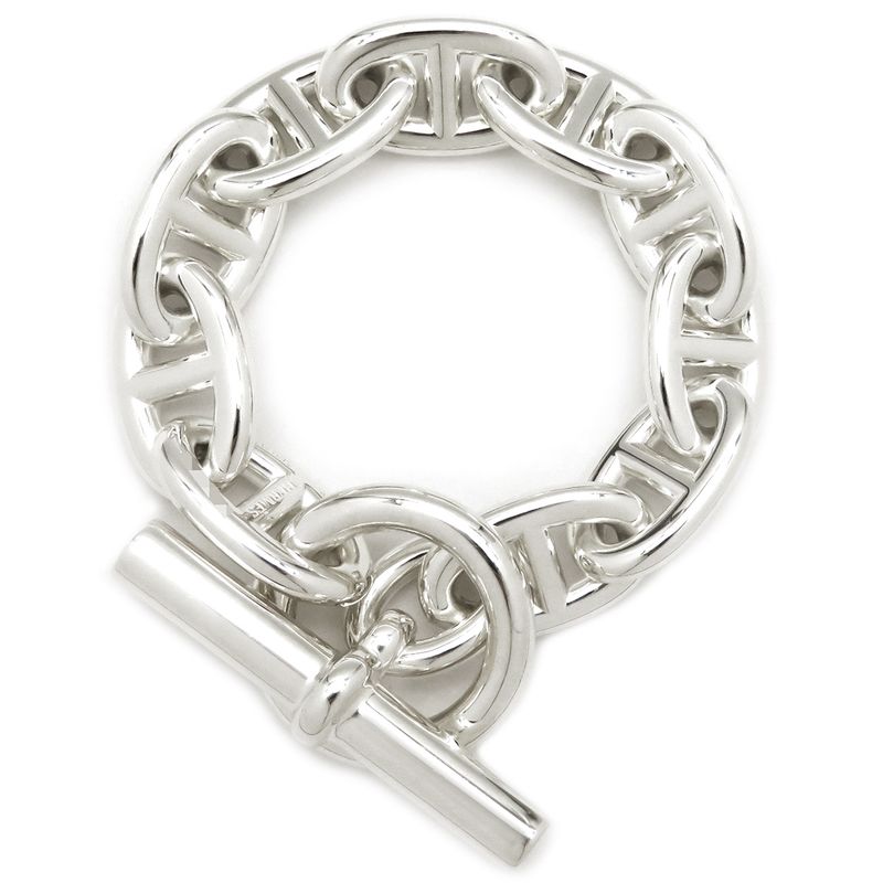 Hermes Bracelet Chaine D'ancre TGM Silver 925 Silver 10 Frames Star Ring Silver