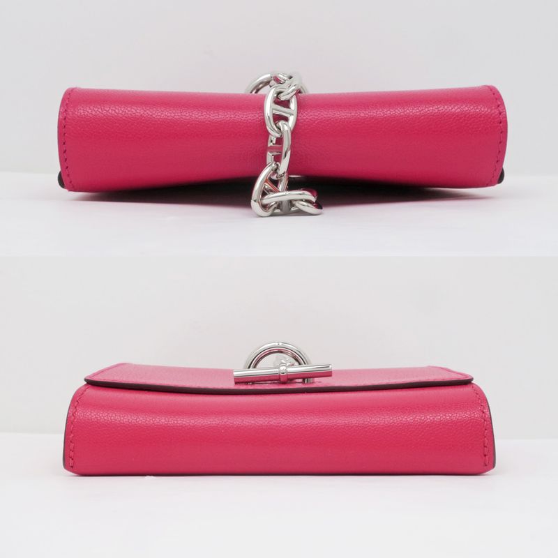Hermes Chaine D'ancre Compact Wallet Chevre Pink Svhardware B Engraved