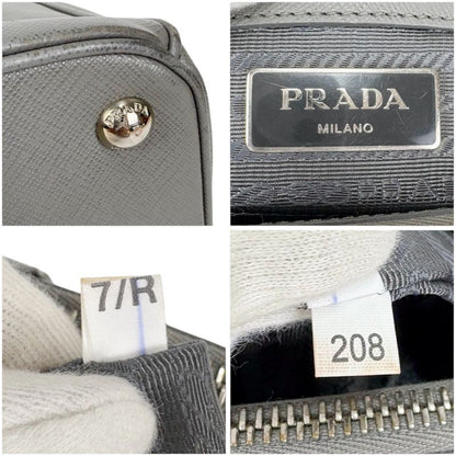 Prada Galleria 2WAY Mini Tote Shoulder Bag Saffiano Leather Light Gray