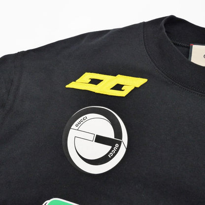 Gucci Layered Logo Long Sleeve T-shirt M Size Black Patch Sequin Long