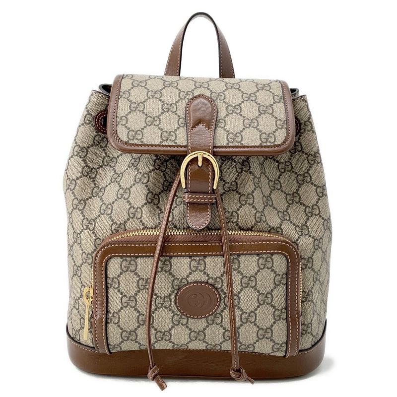 Gucci Interlocking GG Supreme Backpack Beige Brown