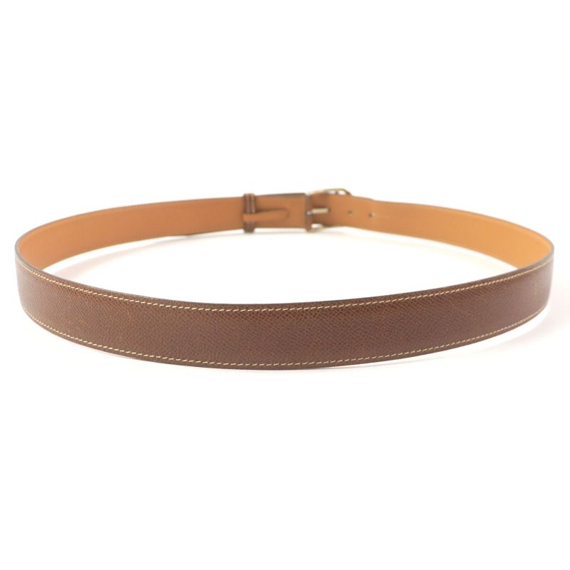 Hermes Vintage Gold Hardware Margiela Period Leather Belt Dark Brown 100 E