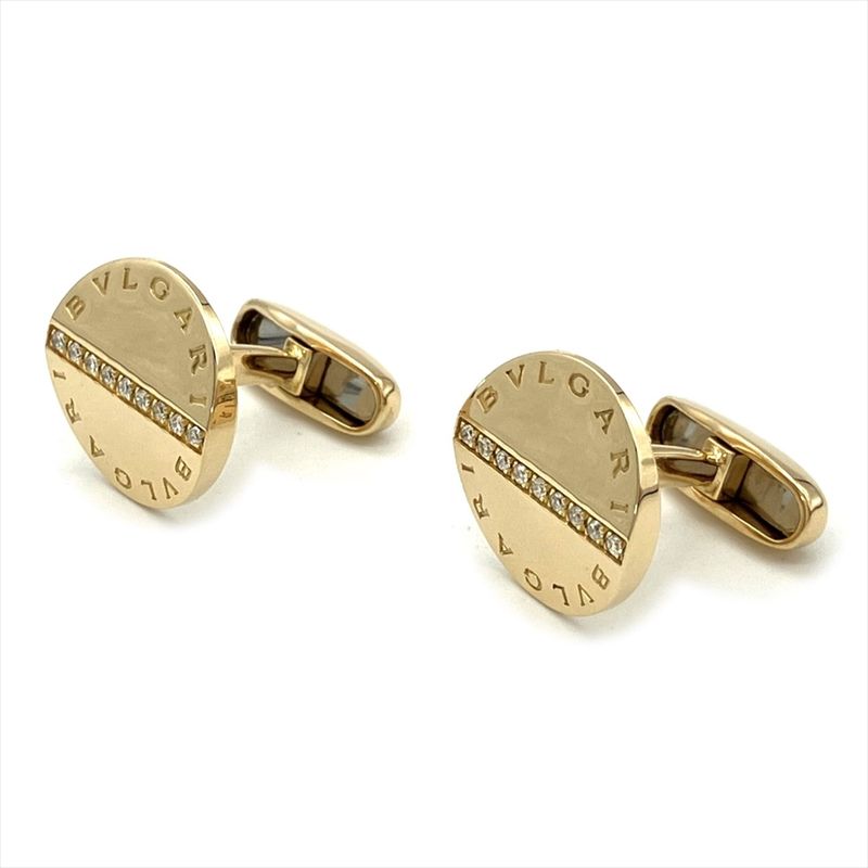 Bulgari Bvlgari Cufflinks Button Cufflinks 18K Yellow Gold 169g Diamond Yellow