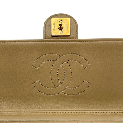 CHANEL Vintage Beige Lambskin Envelope Quilted Single Flap Bag Chain