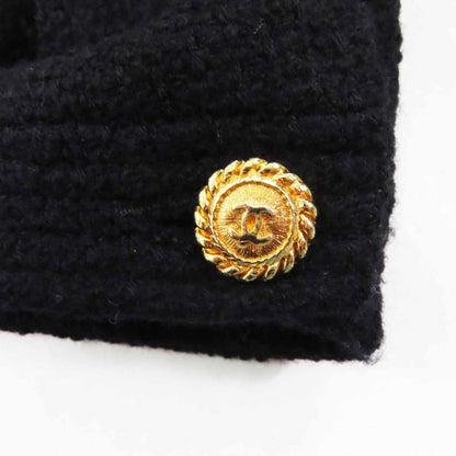 CHANEL Vintage Wool 100% Silk Lining No Collar With Coco Mark Gold Buttons