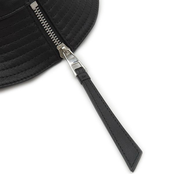 Loewe Hat Fisherman Hat Lambskin Leather Black #57 Silver Hardware Black Hat