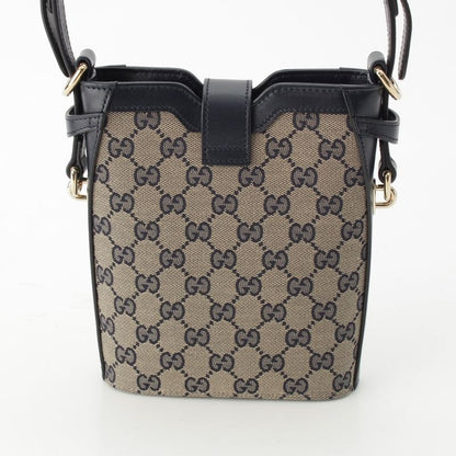 Gucci Canvas And Leather Original GG Mini Bucket Shoulder Bag 782919 Navy