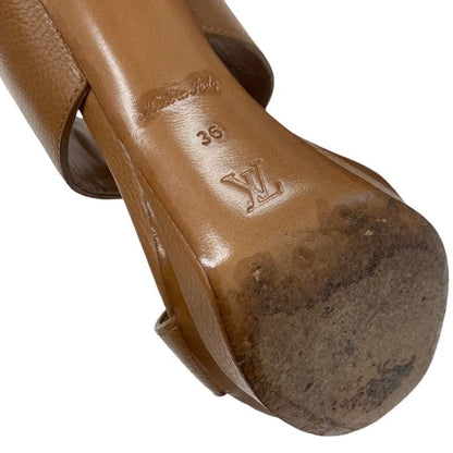 Louis Vuitton Lock It Line Sandals Shoes Leather Brown Gold Lvhardware Strap