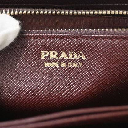 Prada Long Wallet Round Zipper Bordeaux Leather 02bs192