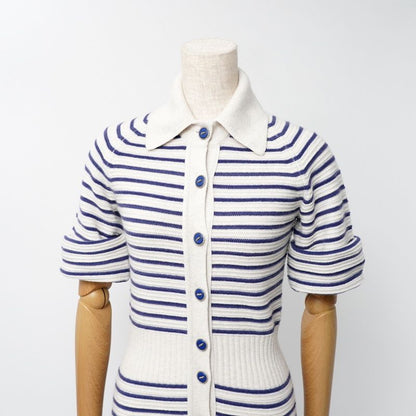 Chanel Dress Size 34 P51 Cashmere Striped Short Sleeved Knit Dress